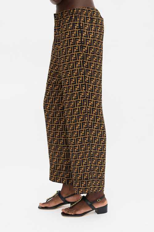 Fendi Silk FF Zucca Wide Trouser