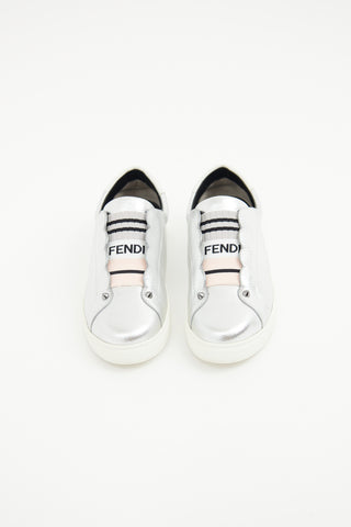Fendi Silver Knit Scallop Sneaker