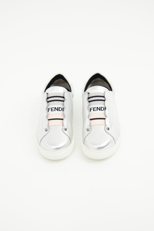 Fendi Silver Knit Scallop Sneaker