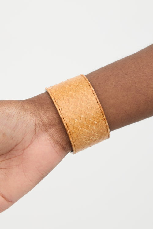 Fendi Textured Leather Stud Cuff Bracelet