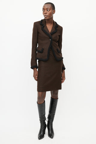 Fendi Vintage Brown & Black Trim Blazer