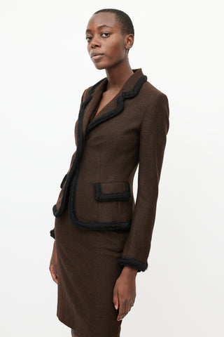 Fendi Vintage Brown & Black Trim Blazer