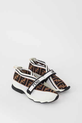 Fendi White & Brown Mesh FF Monogram Rockoko Sneaker