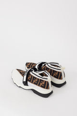 Fendi White & Brown Mesh FF Monogram Rockoko Sneaker