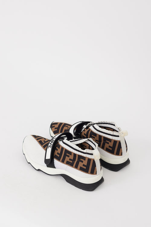 Fendi White & Brown Mesh FF Monogram Rockoko Sneaker