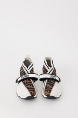 Fendi White & Brown Mesh FF Monogram Rockoko Sneaker