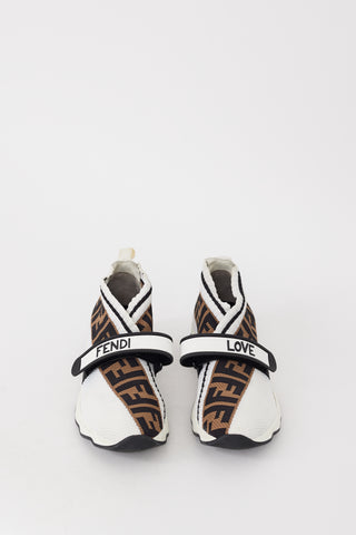 Fendi White & Brown Mesh FF Monogram Rockoko Sneaker