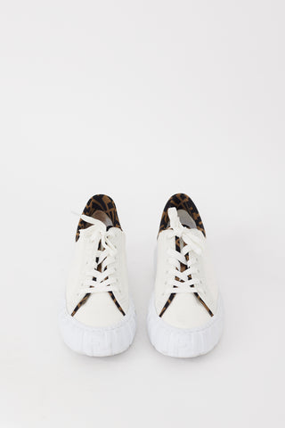 Fendi White Canvas FF Monogram Platform Sneaker