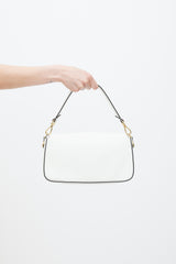 Fendi White & Gold Leather Multipocket Baguette Bag