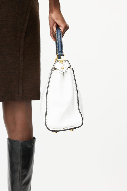 Fendi White & Navy Peekaboo Medium Crossbody Bag