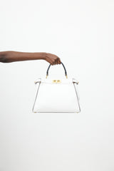 Fendi White & Navy Peekaboo Medium Crossbody Bag