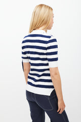 Fendi White & Navy Striped Knit Top
