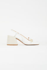 Fendi White Embossed Slingback Loafer Heel