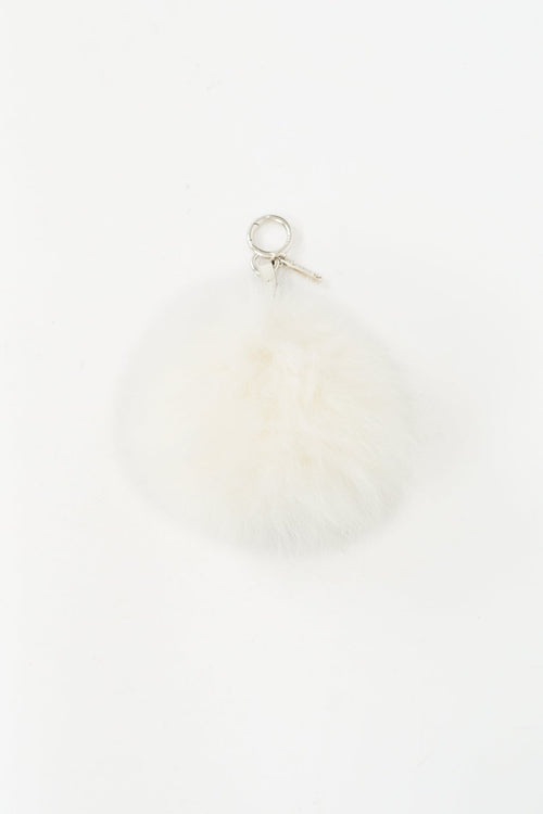 Fendi White & Navy Fur J Pom Pom Charm