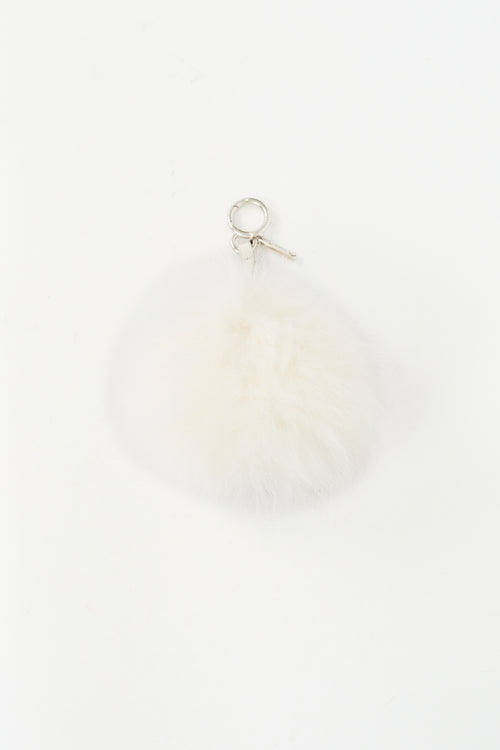 Fendi White & Navy Fur J Pom Pom Charm