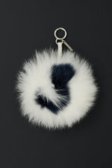 Fendi White & Navy Fur J Pom Pom Charm