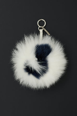 Fendi White & Navy Fur J Pom Pom Charm