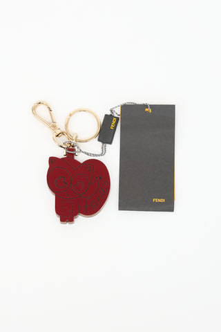 Fendi Wood Logo Keychain
