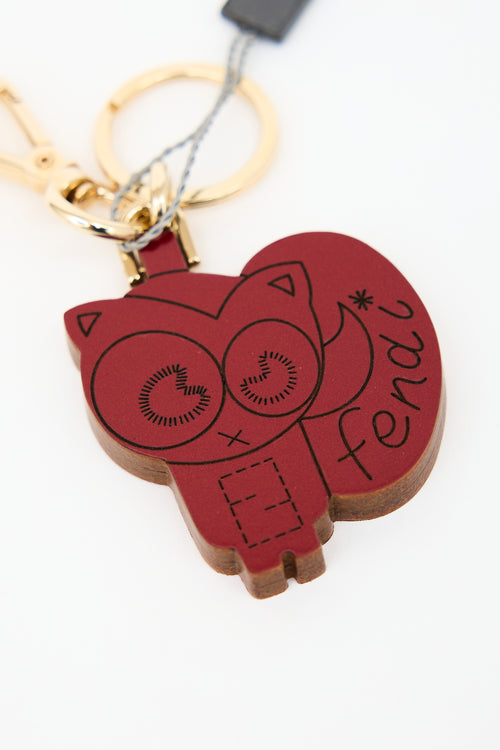 Fendi Wood Logo Keychain