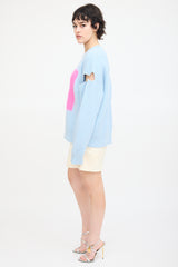 Fendi X Versace Light Blue Cashmere Logo Sweater