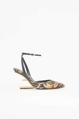 Fendi X Versace Satin Printed Pump