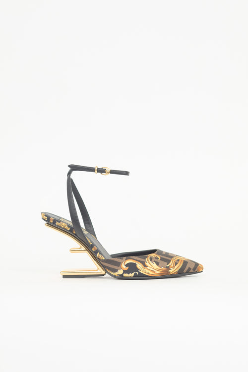 Fendi X Versace Satin Printed Pump