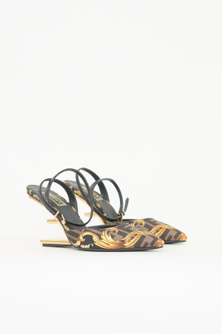 Fendi X Versace Satin Printed Pump