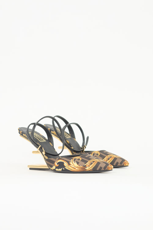 Fendi X Versace Satin Printed Pump