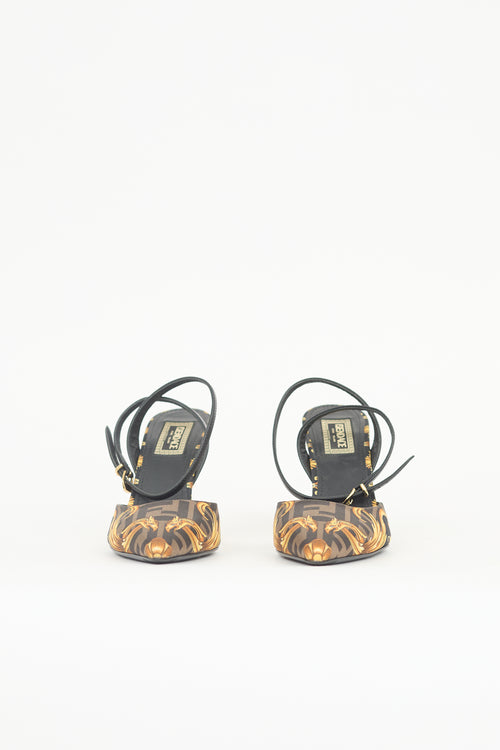 Fendi X Versace Satin Printed Pump