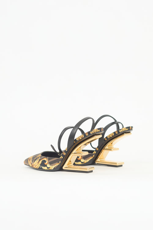 Fendi X Versace Satin Printed Pump