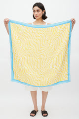 Fendi Yellow & Blue Silk Monogram Scarf