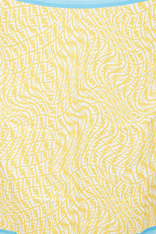 Fendi Yellow & Blue Silk Monogram Scarf