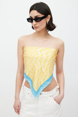 Fendi Yellow & Blue Silk Monogram Scarf