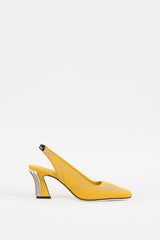 Fendi Yellow & Grey Nylon FFreedom Slingback Pump
