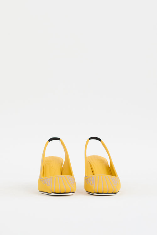 Fendi Yellow & Grey Nylon FFreedom Slingback Pump