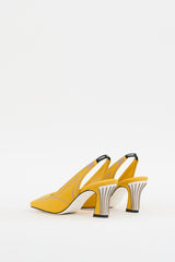 Fendi Yellow & Grey Nylon FFreedom Slingback Pump
