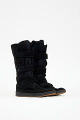Fendi Black Suede & Fur Multi Strap Boot