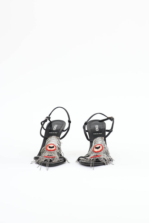 Fendi Metal Feather Sandal