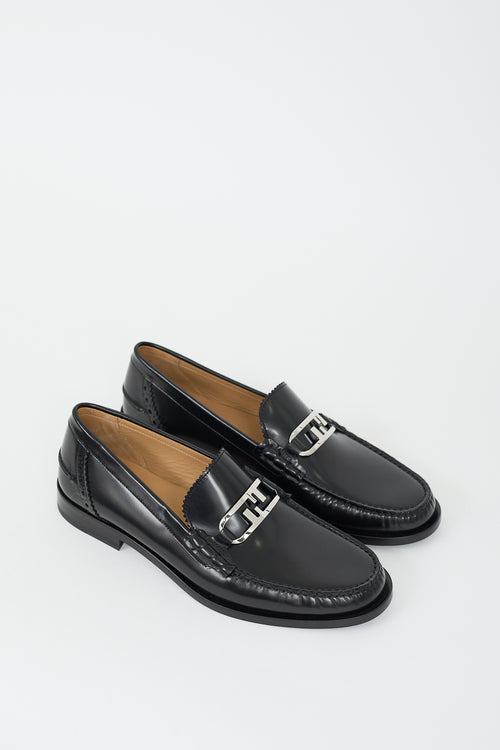 Fendi Black Leather O'Lock Loafer