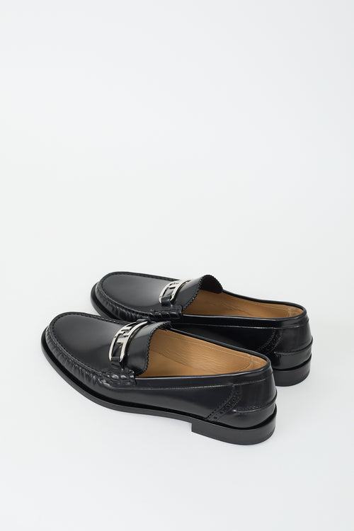 Fendi Black Leather O'Lock Loafer