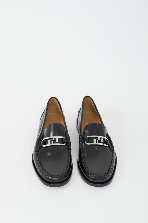 Fendi Black Leather O'Lock Loafer