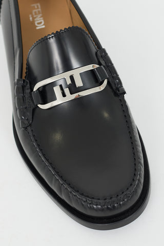 Fendi Black Leather O'Lock Loafer