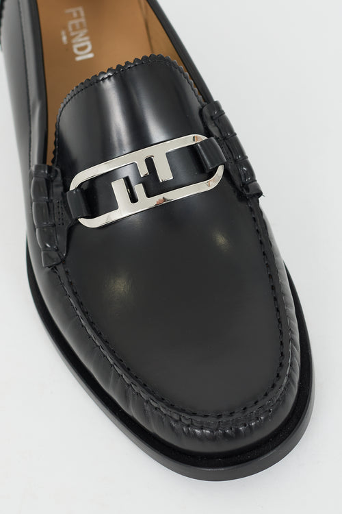 Fendi Black Leather O'Lock Loafer