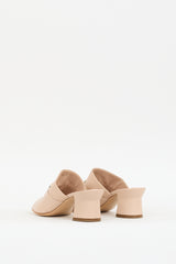 Ferragamo Beige Leather Gancini Mule