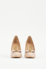 Ferragamo Beige Patent Leather Heel