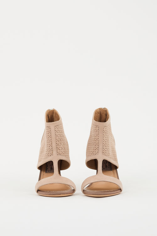 Ferragamo Beige Suede Cutout Pacela C Heel