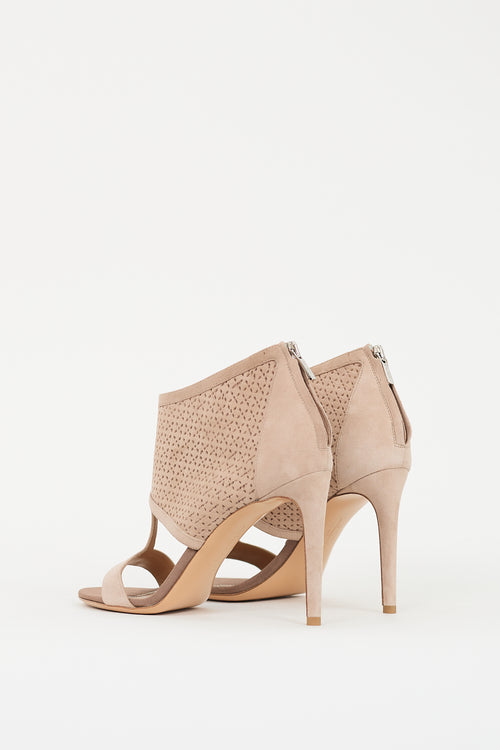 Ferragamo Beige Suede Cutout Pacela C Heel