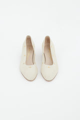 Ferragamo Beige & Gold Embellished Trim Suede Pump