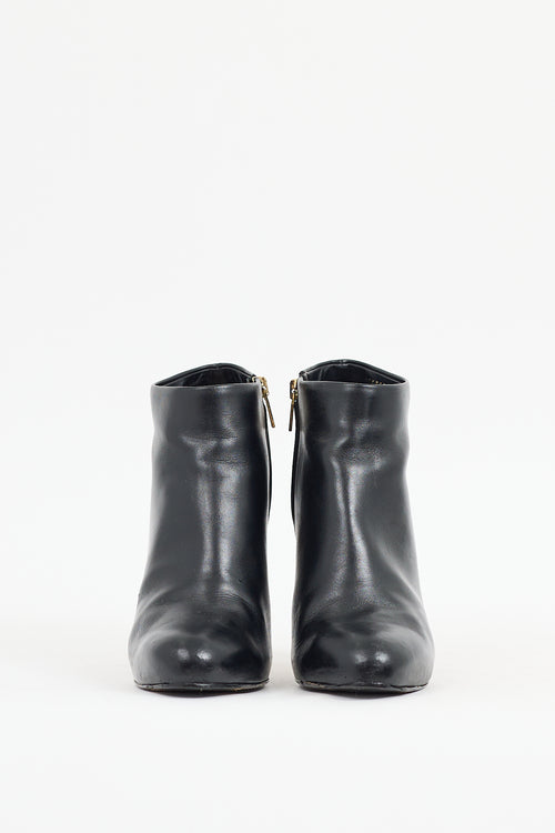 Ferragamo Black Leather Ankle Boot