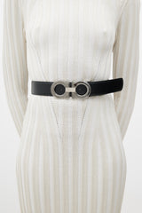 Ferragamo Black & Brown Gancini Reversible Leather Belt